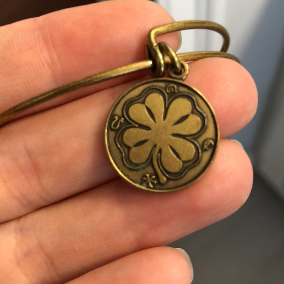 Alex and Ani four leaf clover bracelet, gold - Picture 2 of 3